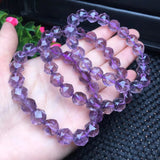 Fengbaowu Amethyst Bracelet Faceted Diamond Bead Crystal Reiki Healing Stone