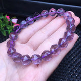 Fengbaowu Amethyst Bracelet Faceted Diamond Bead Crystal Reiki Healing Stone
