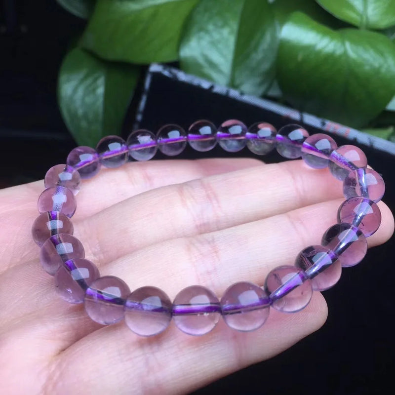 Amethyst Bracelet Round Bead Crystal Reiki Healing Stone Jewelry Gift