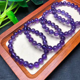 Natural Amethyst Bracelet Round Beads Reiki Healing Stone Jewelry Gift