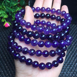 Fengbaowu Amethyst Bracelet Round Beads Reiki Healing Stone Jewelry