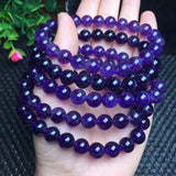 Fengbaowu Amethyst Bracelet Round Beads Reiki Healing Stone Jewelry