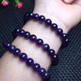 Fengbaowu Amethyst Bracelet Round Beads Reiki Healing Stone Jewelry