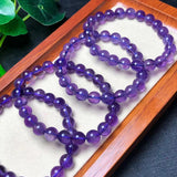 Natural Amethyst Bracelet Round Beads Reiki Healing Stone Jewelry Gift