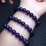 Fengbaowu Amethyst Bracelet Round Beads Reiki Healing Stone Jewelry