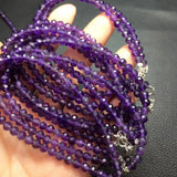 Natural Amethyst Chain Bracelet Reiki Healing Stone 925 Sterling Silver Jewelry