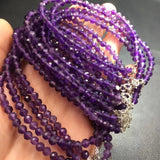 Natural Amethyst Chain Bracelet Reiki Healing Stone 925 Sterling Silver Jewelry