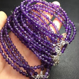Natural Amethyst Chain Bracelet Reiki Healing Stone 925 Sterling Silver Jewelry