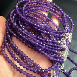 Natural Amethyst Chain Bracelet Reiki Healing Stone 925 Sterling Silver Jewelry