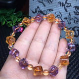 Amethyst Citrine Ametrine Bracelet Cube Bead Crystal Healing Stone Jewelry