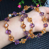 Amethyst Citrine Ametrine Bracelet Cube Bead Crystal Healing Stone Jewelry