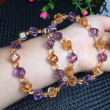 Amethyst Citrine Ametrine Bracelet Cube Bead Crystal Healing Stone Jewelry