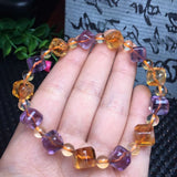 Amethyst Citrine Ametrine Bracelet Cube Bead Crystal Healing Stone Jewelry