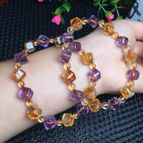 Amethyst Citrine Ametrine Bracelet Cube Bead Crystal Healing Stone Jewelry
