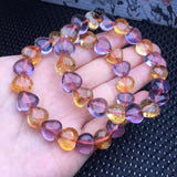 Natural Amethyst Citrine Ametrine Heart Bracelet Crystal Reiki Healing Stone
