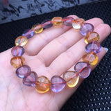 Natural Amethyst Citrine Ametrine Heart Bracelet Crystal Reiki Healing Stone