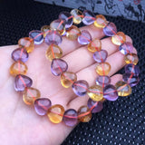 Natural Amethyst Citrine Ametrine Heart Bracelet Crystal Reiki Healing Stone