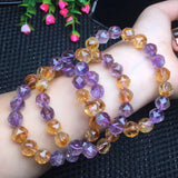 Fengbaowu Natural Amethyst Citrine Azeztulite Bracelet