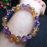 Fengbaowu Natural Amethyst Citrine Azeztulite Bracelet