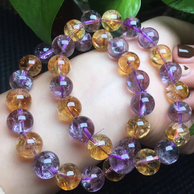 Natural Amethyst Citrine Azeztulite Bracelet Crystal Healing Stone