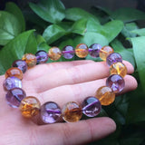 Natural Amethyst Citrine Azeztulite Bracelet Crystal Healing Stone