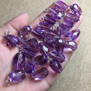 Natural Amethyst Pendant 925 Sterling Silver Reiki Healing Stone Crystal