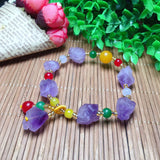Natural Amethyst Raw Stone Bracelet Small Cluster Beads Purple Jewelry