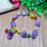 Natural Amethyst Raw Stone Bracelet Small Cluster Beads Purple Jewelry
