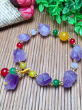 Natural Amethyst Raw Stone Bracelet Small Cluster Beads Purple Jewelry