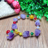 Natural Amethyst Raw Stone Bracelet Small Cluster Beads Purple Jewelry