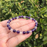 Natural Amethyst Rock Quartz Bracelet 6mm Crystal Healing Stone