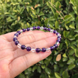 Natural Amethyst Rock Quartz Bracelet 6mm Crystal Healing Stone
