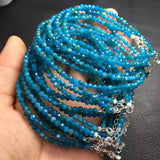 Natural Apatite Chain Bracelet Reiki Healing Stone 925 Sterling Silver Jewelry