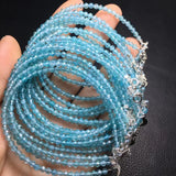Natural Apatite Beaded Chain Bracelet 925 Sterling Silver Jewelry