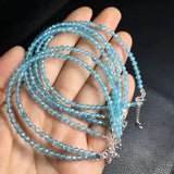 Natural Apatite Beaded Chain Bracelet 925 Sterling Silver Jewelry