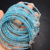Natural Apatite Beaded Chain Bracelet 925 Sterling Silver Jewelry