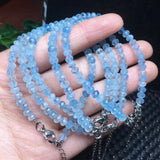 Natural Aquamarine Abacus Faceted Bead Chain Bracelet Crystal Healing Stone