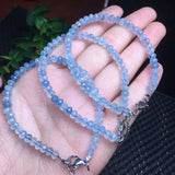 Natural Aquamarine Abacus Faceted Bead Chain Bracelet Crystal Healing Stone