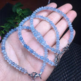 Natural Aquamarine Abacus Faceted Bead Chain Bracelet Crystal Healing Stone