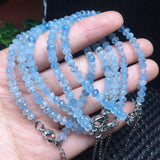 Natural Aquamarine Abacus Faceted Bead Chain Bracelet Crystal Healing Stone