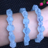 Natural Aquamarine Bracelet Faceted Bead Crystal Healing Stone