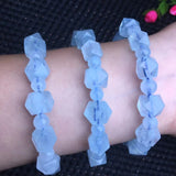 Natural Aquamarine Bracelet Faceted Bead Crystal Healing Stone