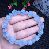 Natural Aquamarine Bracelet Faceted Bead Crystal Healing Stone