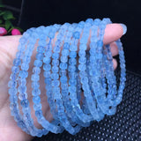 Natural Aquamarine Faceted Cube Bead Bracelet Crystal Reiki Healing Stone