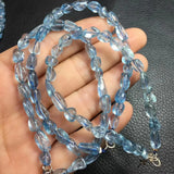 Aquamarine Gravel Chips Chain Bracelet 925 Sterling Silver Crystal Healing Stone
