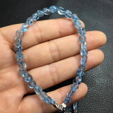 Aquamarine Gravel Chips Chain Bracelet 925 Sterling Silver Crystal Healing Stone