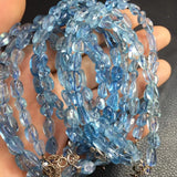 Aquamarine Gravel Chips Chain Bracelet 925 Sterling Silver Crystal Healing Stone