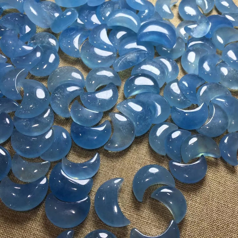 Natural Aquamarine Moon DIY Pendant Quartz Healing Stone