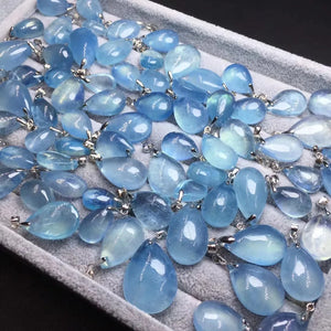 Aquamarine Pendant 925 Sterling Silver Clasp Crystal Jewelry Gift Women