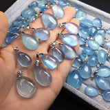 Aquamarine Pendant 925 Sterling Silver Clasp Crystal Jewelry Gift Women